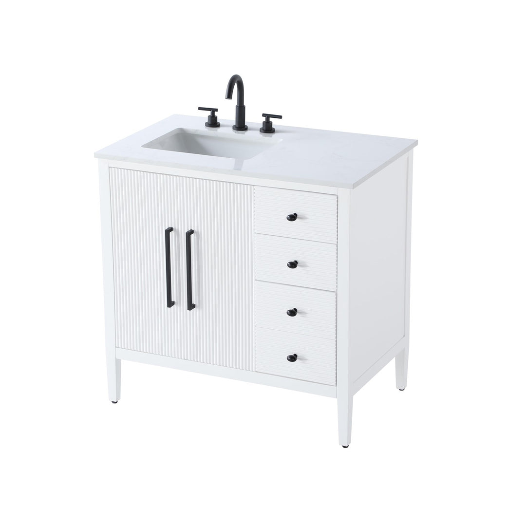 36 Inch Single Bathroom Vanity In White - View 5 - Joshua Marshal