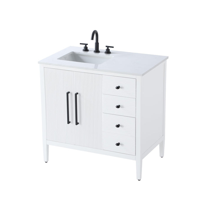 36 Inch Single Bathroom Vanity In White - View 5 - Joshua Marshal