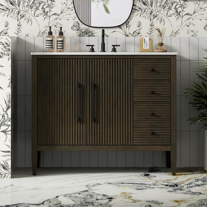 42 Inch Single Bathroom Vanity In Chocolate Oak Chocolate Oak Finish - KITCHEN & BATH by Joshua Marshal