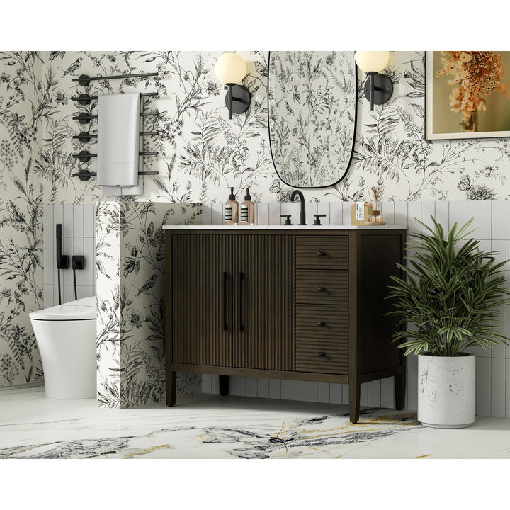 42 Inch Single Bathroom Vanity In Chocolate Oak - View 2 - Joshua Marshal