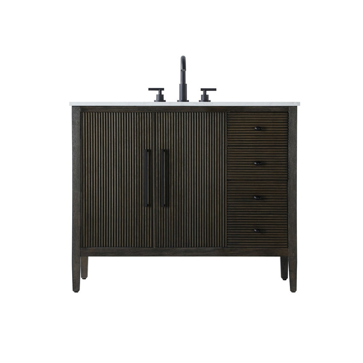42 Inch Single Bathroom Vanity In Chocolate Oak - View 3 - Joshua Marshal