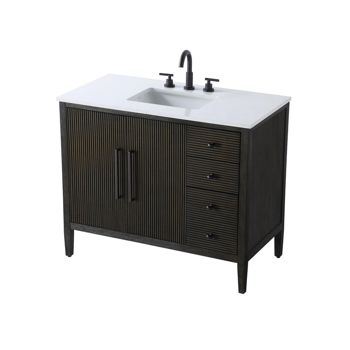 42 Inch Single Bathroom Vanity In Chocolate Oak - View 4 - Joshua Marshal