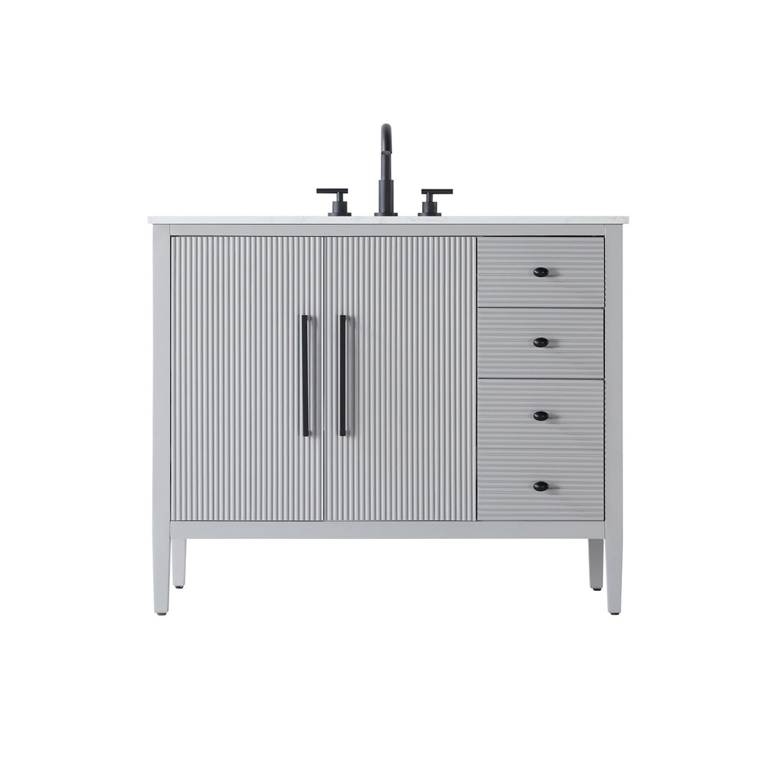 42 Inch Single Bathroom Vanity In Grey - View 3 - Joshua Marshal