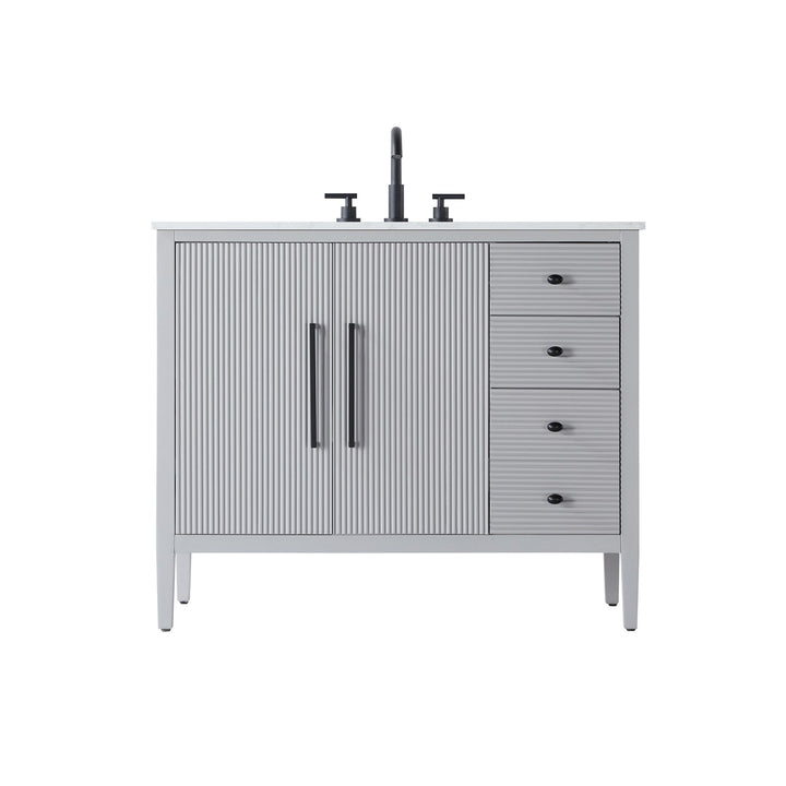 42 Inch Single Bathroom Vanity In Grey - View 3 - Joshua Marshal