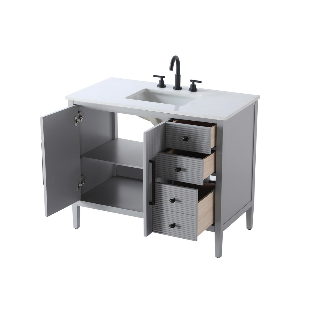 42 Inch Single Bathroom Vanity In Grey - View 4 - Joshua Marshal