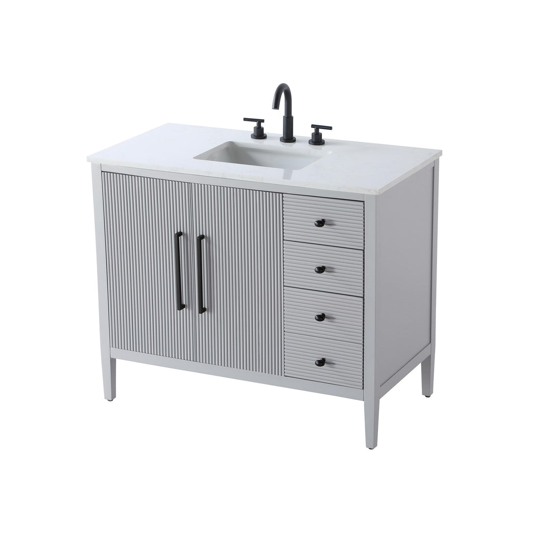 42 Inch Single Bathroom Vanity In Grey - View 5 - Joshua Marshal