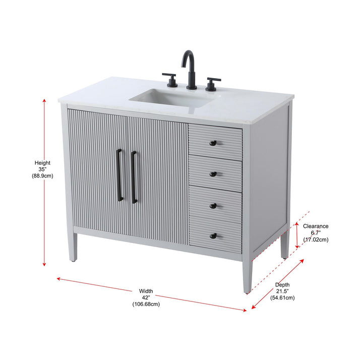 42 Inch Single Bathroom Vanity In Grey - View 6 - Joshua Marshal