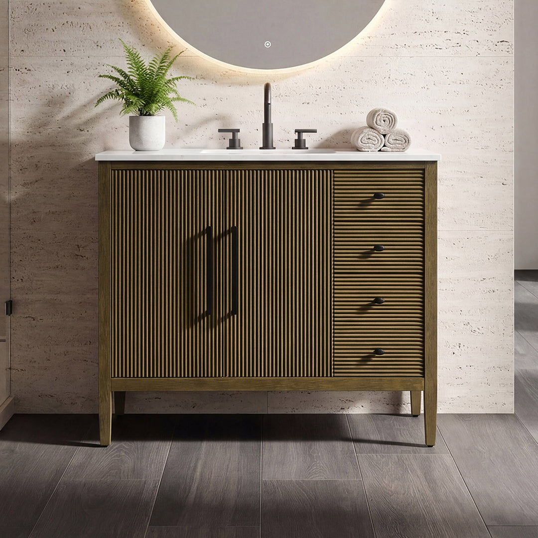 42 Inch Single Bathroom Vanity In Hazel Oak Hazel Oak Finish - KITCHEN & BATH by Joshua Marshal