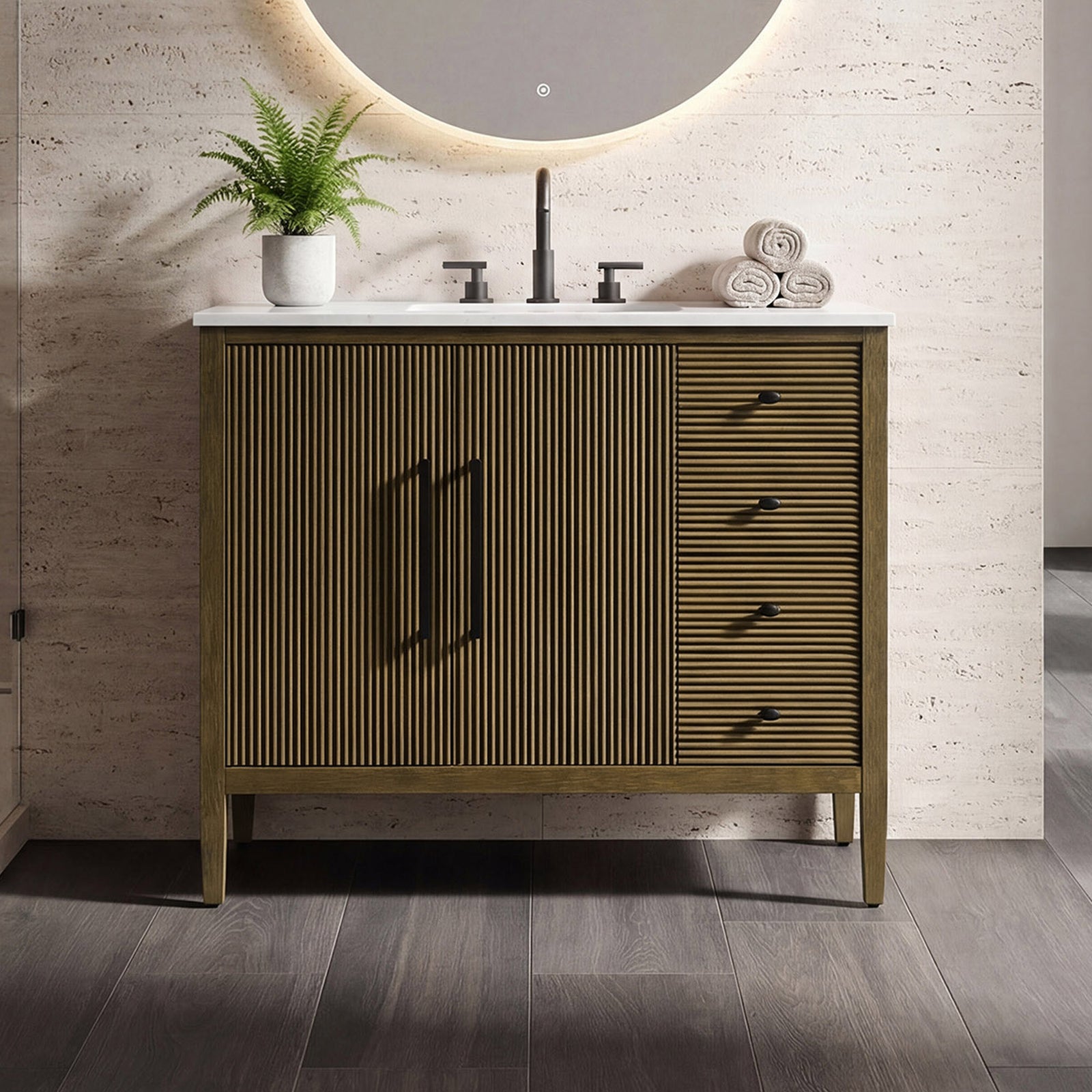 42 Inch Single Bathroom Vanity In Hazel Oak Hazel Oak Finish - KITCHEN & BATH by Joshua Marshal