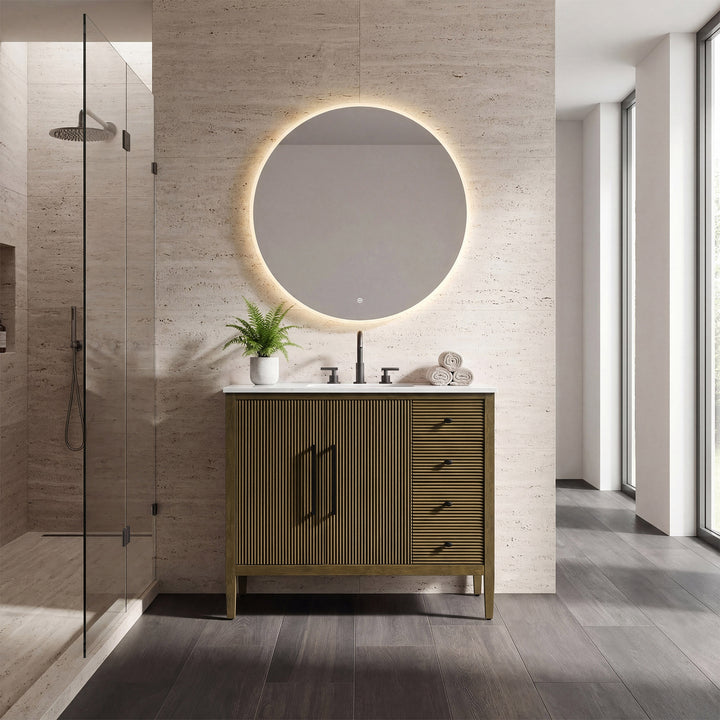 42 Inch Single Bathroom Vanity In Hazel Oak - View 2 - Joshua Marshal
