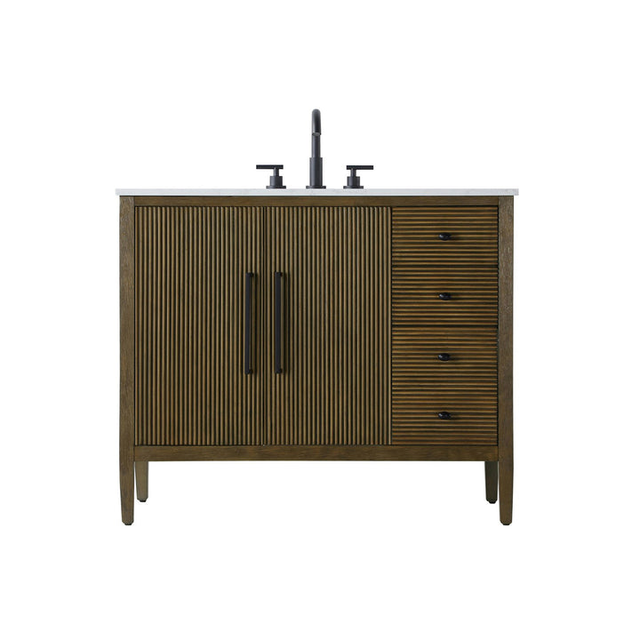 42 Inch Single Bathroom Vanity In Hazel Oak - View 3 - Joshua Marshal