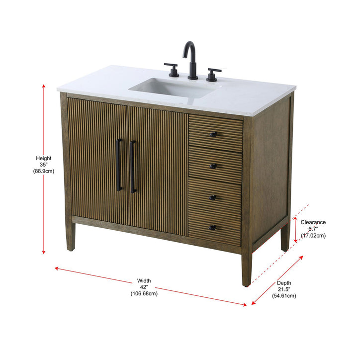 42 Inch Single Bathroom Vanity In Hazel Oak - View 4 - Joshua Marshal