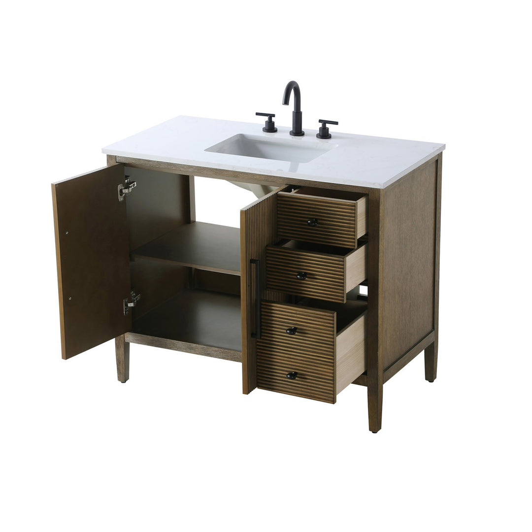 42 Inch Single Bathroom Vanity In Hazel Oak - View 5 - Joshua Marshal