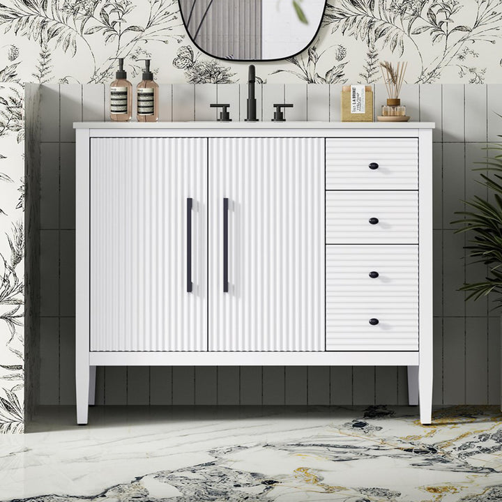 42 Inch Single Bathroom Vanity In White White Finish - KITCHEN & BATH by Joshua Marshal