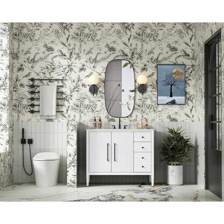 42 Inch Single Bathroom Vanity In White - View 2 - Joshua Marshal