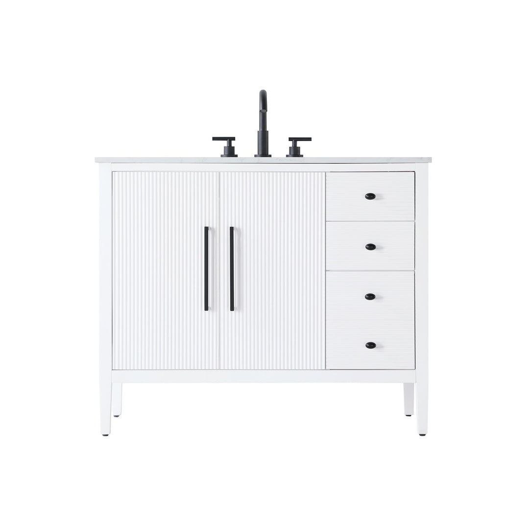 42 Inch Single Bathroom Vanity In White - View 3 - Joshua Marshal