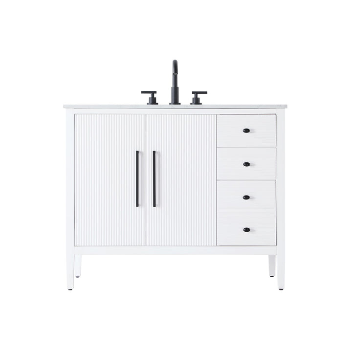 42 Inch Single Bathroom Vanity In White - View 3 - Joshua Marshal