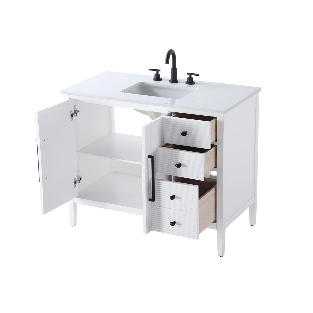 42 Inch Single Bathroom Vanity In White - View 4 - Joshua Marshal