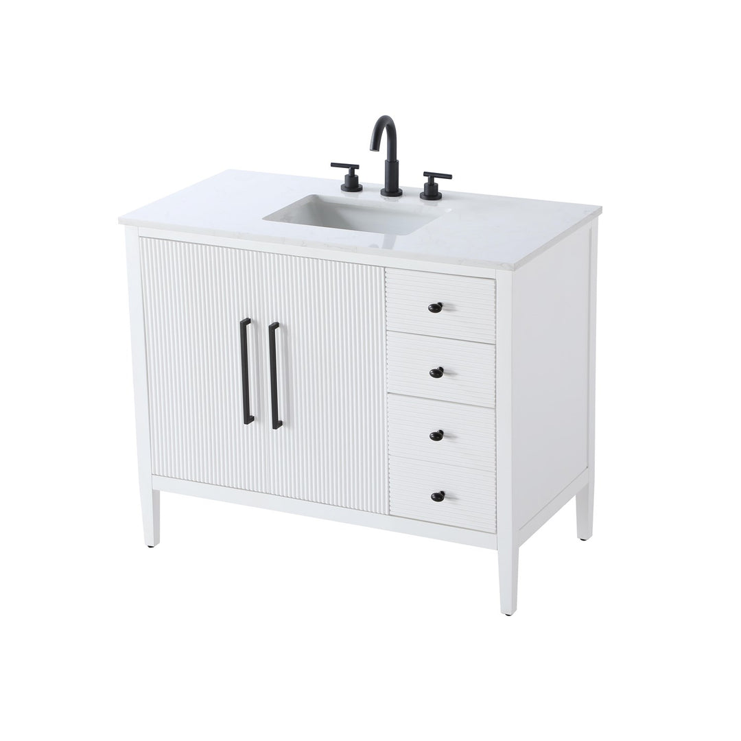 42 Inch Single Bathroom Vanity In White - View 5 - Joshua Marshal