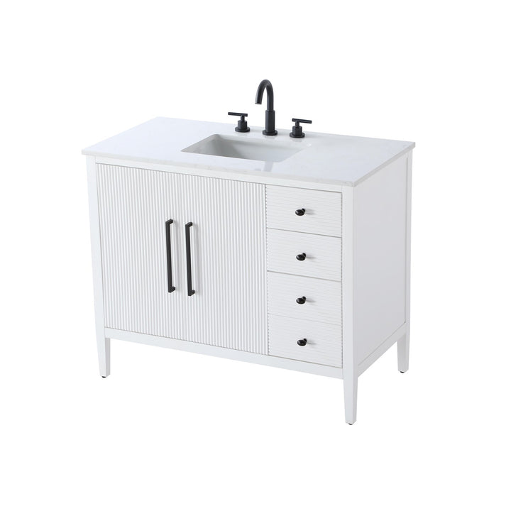 42 Inch Single Bathroom Vanity In White - View 5 - Joshua Marshal