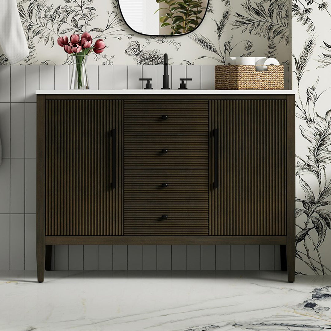 48 Inch Single Bathroom Vanity In Chocolate Oak Chocolate Oak Finish - KITCHEN & BATH by Joshua Marshal