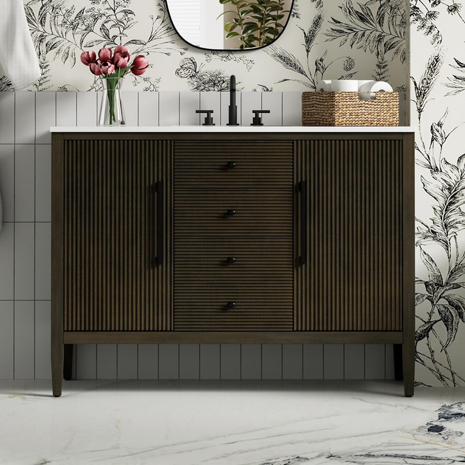 48 Inch Single Bathroom Vanity In Chocolate Oak Chocolate Oak Finish - KITCHEN & BATH by Joshua Marshal