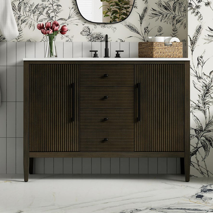 48 Inch Single Bathroom Vanity In Chocolate Oak Chocolate Oak Finish - KITCHEN & BATH by Joshua Marshal