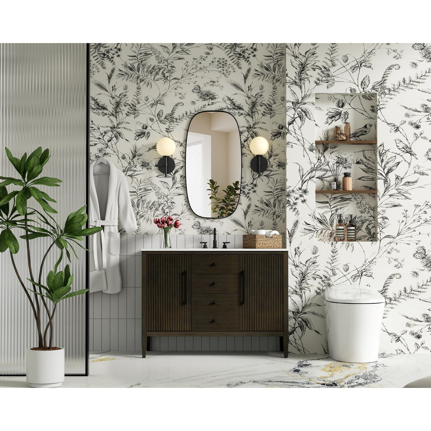 48 Inch Single Bathroom Vanity In Chocolate Oak - View 2 - Joshua Marshal