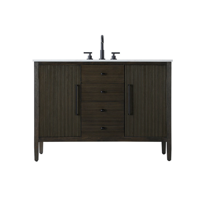 48 Inch Single Bathroom Vanity In Chocolate Oak - View 3 - Joshua Marshal