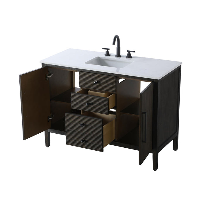48 Inch Single Bathroom Vanity In Chocolate Oak - View 4 - Joshua Marshal