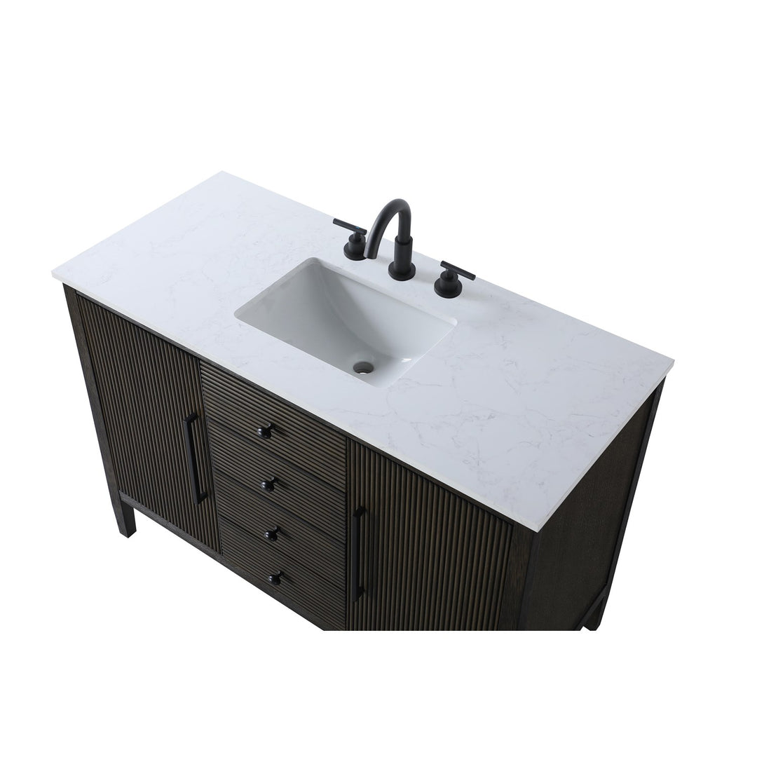 48 Inch Single Bathroom Vanity In Chocolate Oak - View 5 - Joshua Marshal
