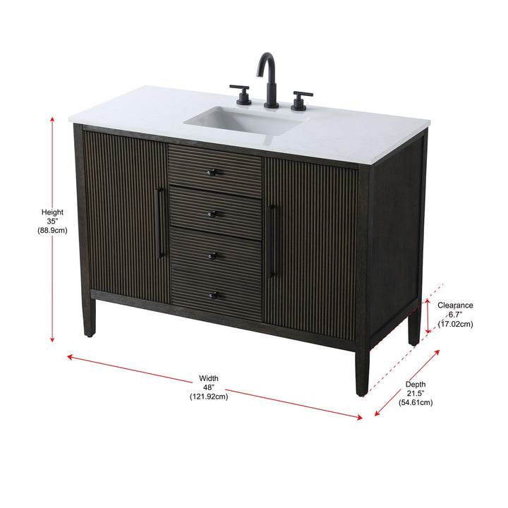 48 Inch Single Bathroom Vanity In Chocolate Oak - View 6 - Joshua Marshal