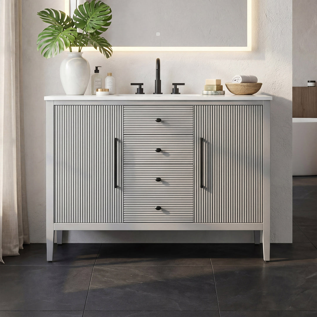 48 Inch Single Bathroom Vanity In Grey Grey Finish - KITCHEN & BATH by Joshua Marshal
