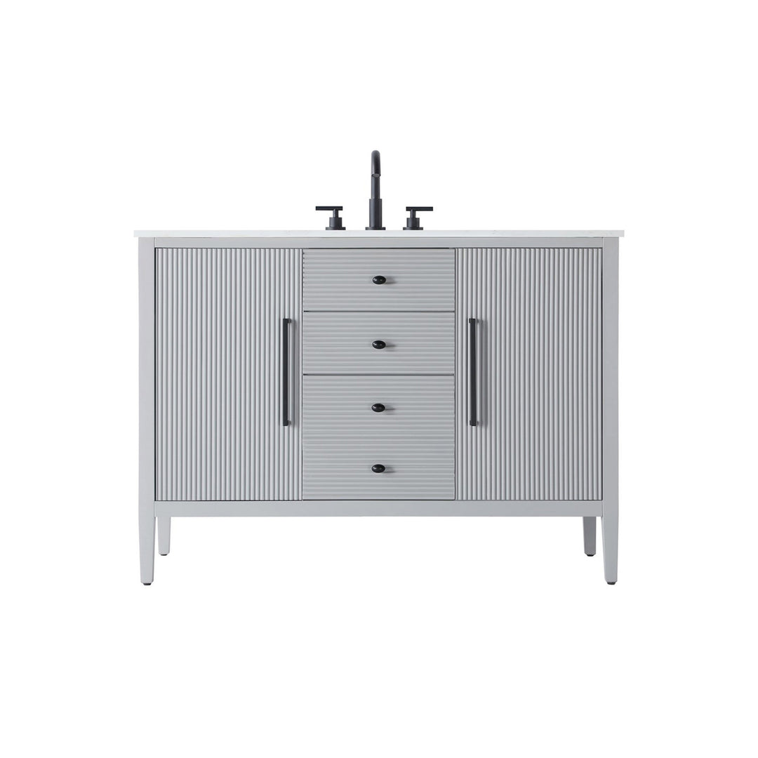 48 Inch Single Bathroom Vanity In Grey - View 3 - Joshua Marshal