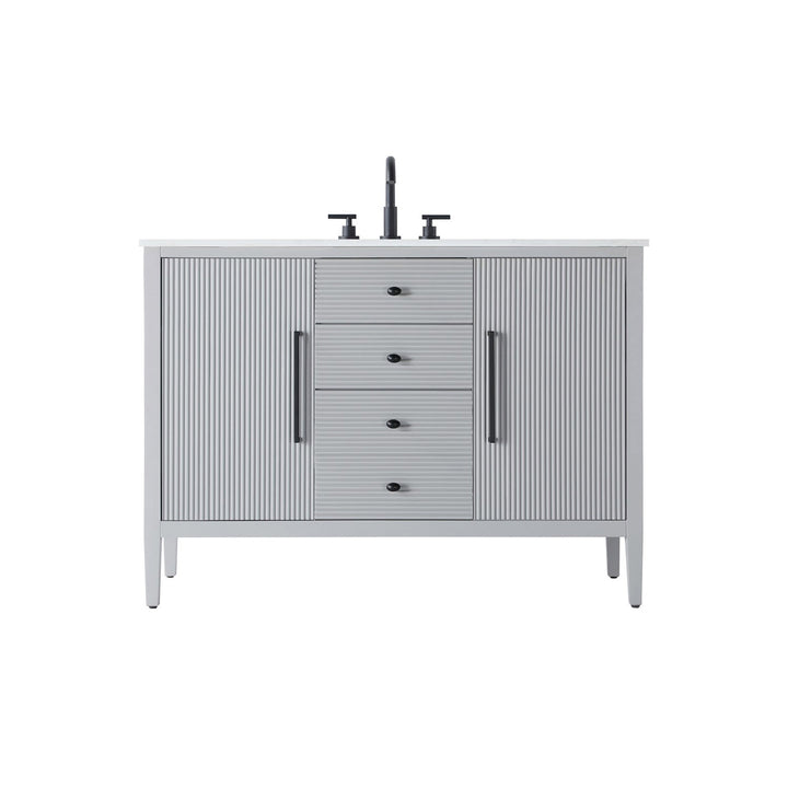 48 Inch Single Bathroom Vanity In Grey - View 3 - Joshua Marshal