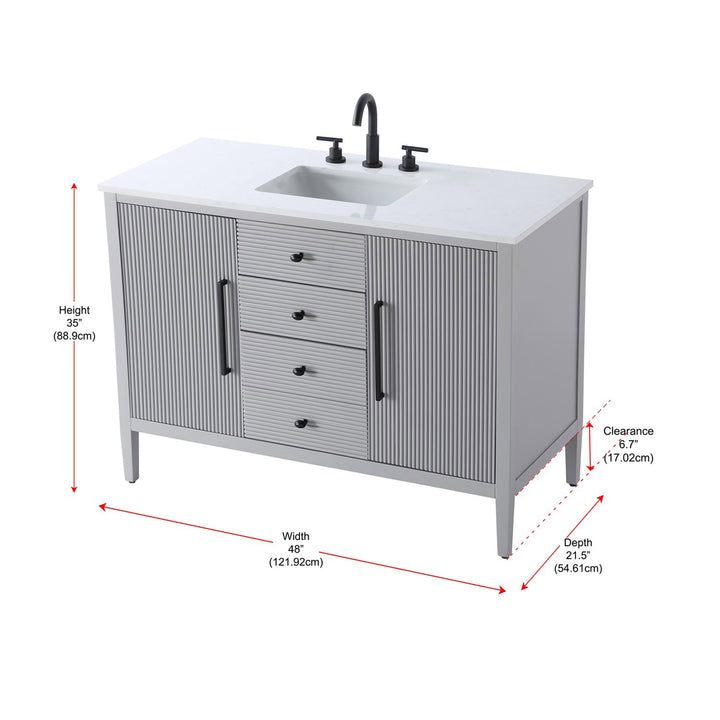 48 Inch Single Bathroom Vanity In Grey - View 4 - Joshua Marshal