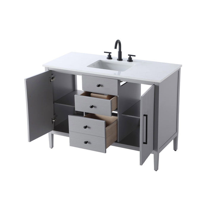 48 Inch Single Bathroom Vanity In Grey - View 5 - Joshua Marshal