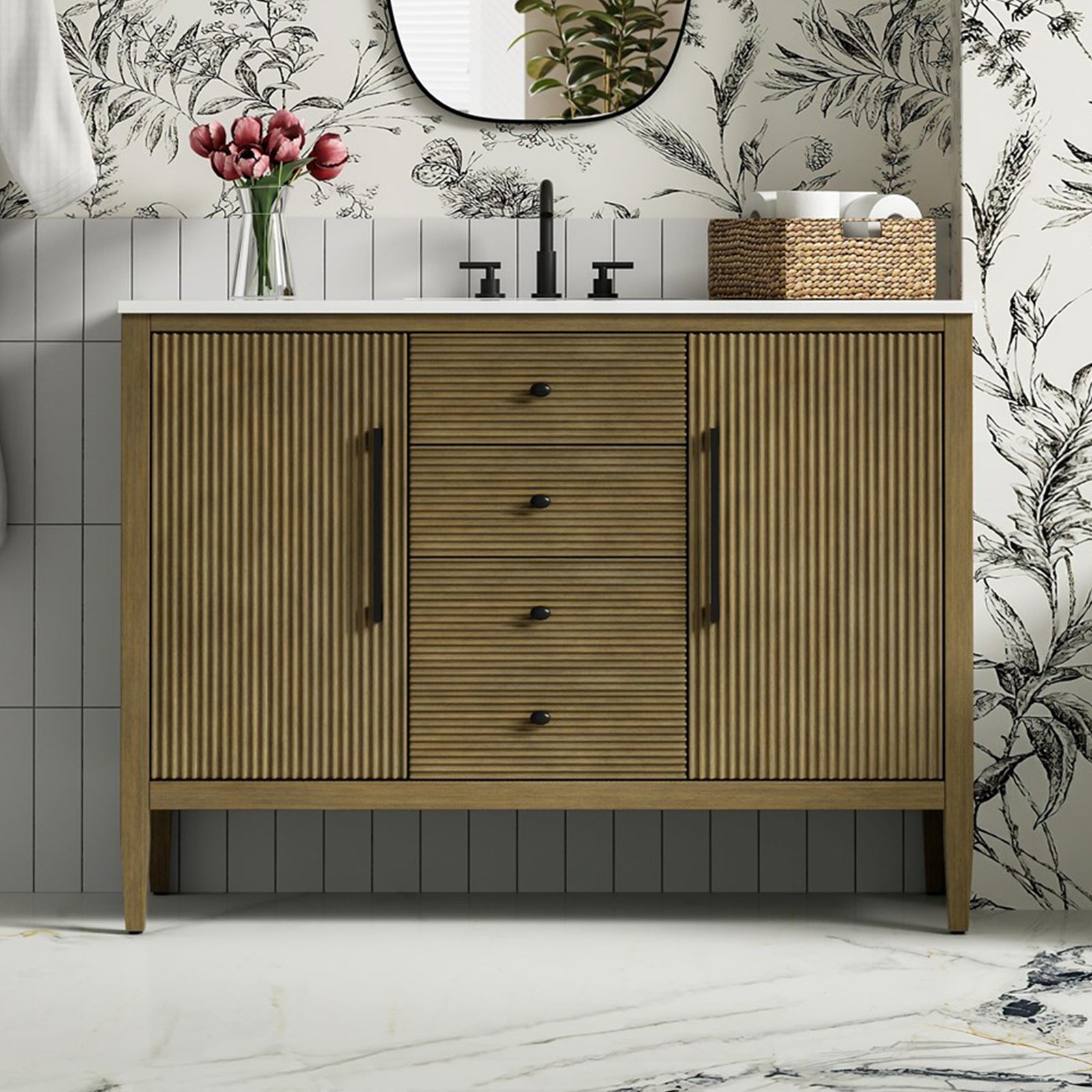 48 Inch Single Bathroom Vanity In Hazel Oak Hazel Oak Finish - KITCHEN & BATH by Joshua Marshal