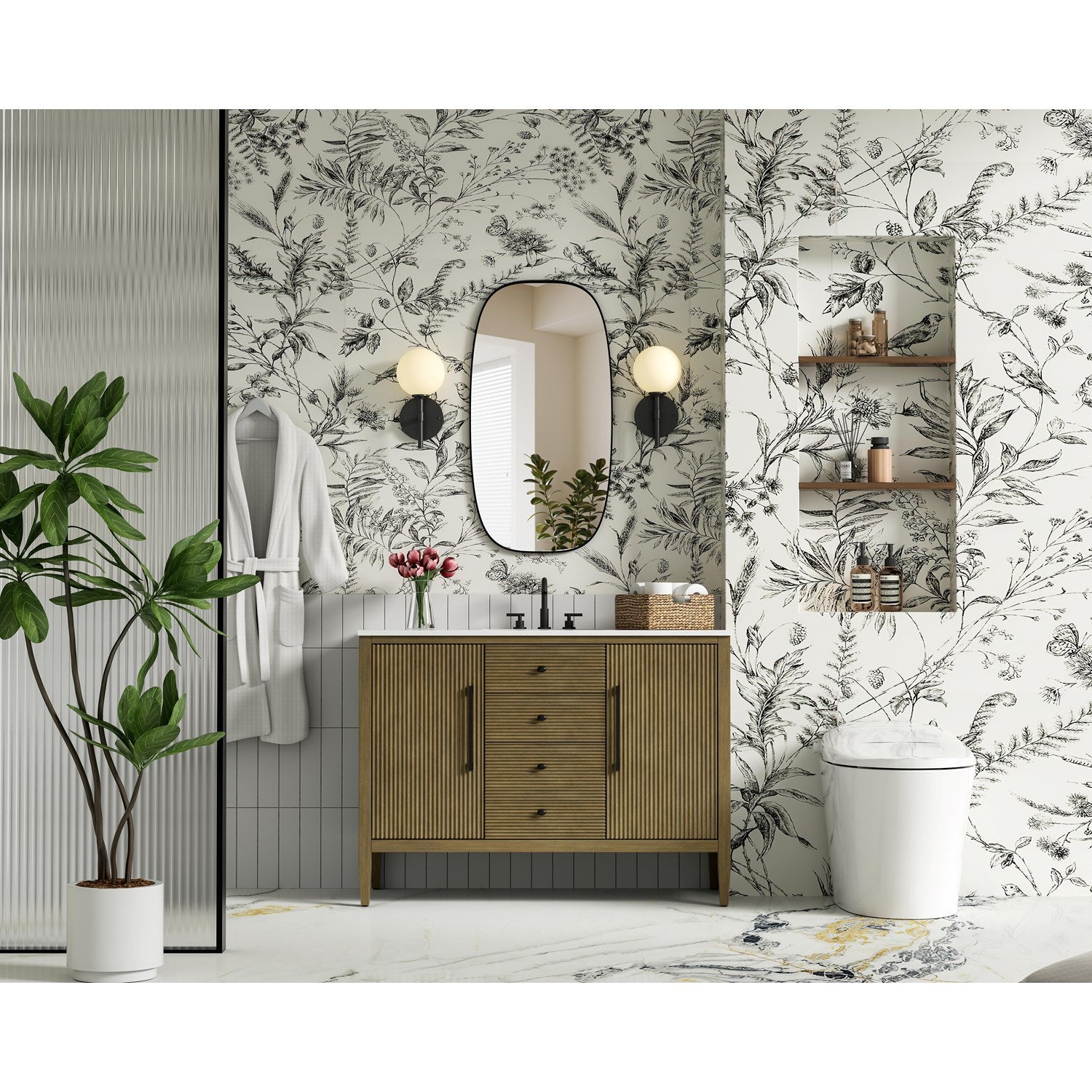 48 Inch Single Bathroom Vanity In Hazel Oak - View 2 - Joshua Marshal