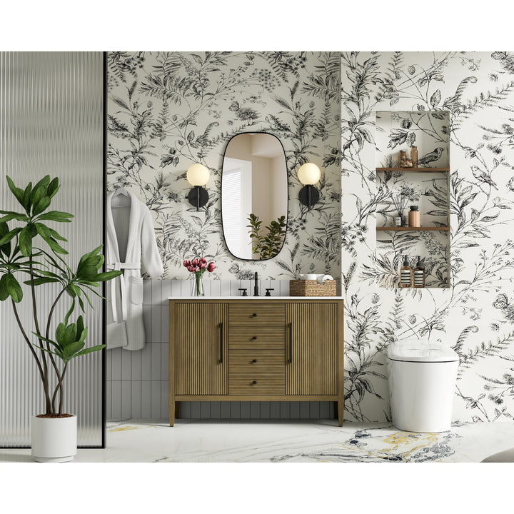 48 Inch Single Bathroom Vanity In Hazel Oak - View 2 - Joshua Marshal