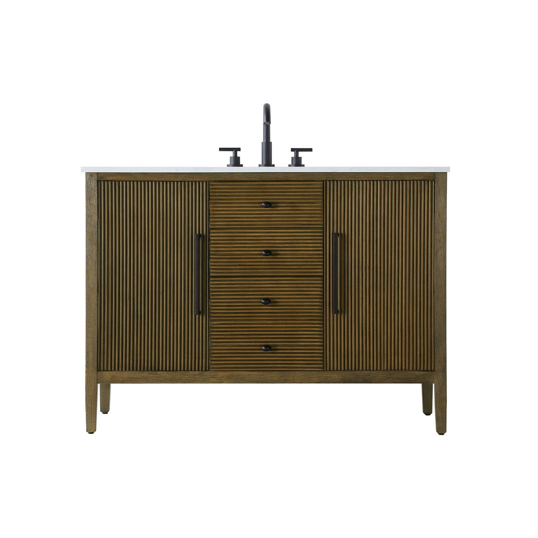 48 Inch Single Bathroom Vanity In Hazel Oak - View 3 - Joshua Marshal