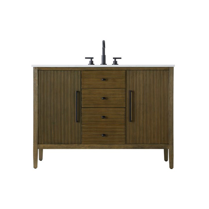 48 Inch Single Bathroom Vanity In Hazel Oak - View 3 - Joshua Marshal