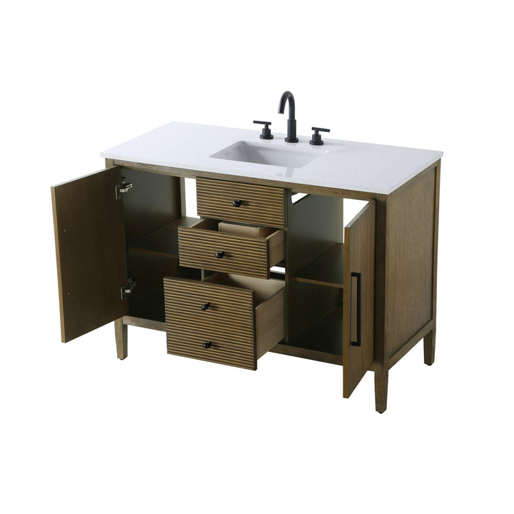 48 Inch Single Bathroom Vanity In Hazel Oak - View 4 - Joshua Marshal