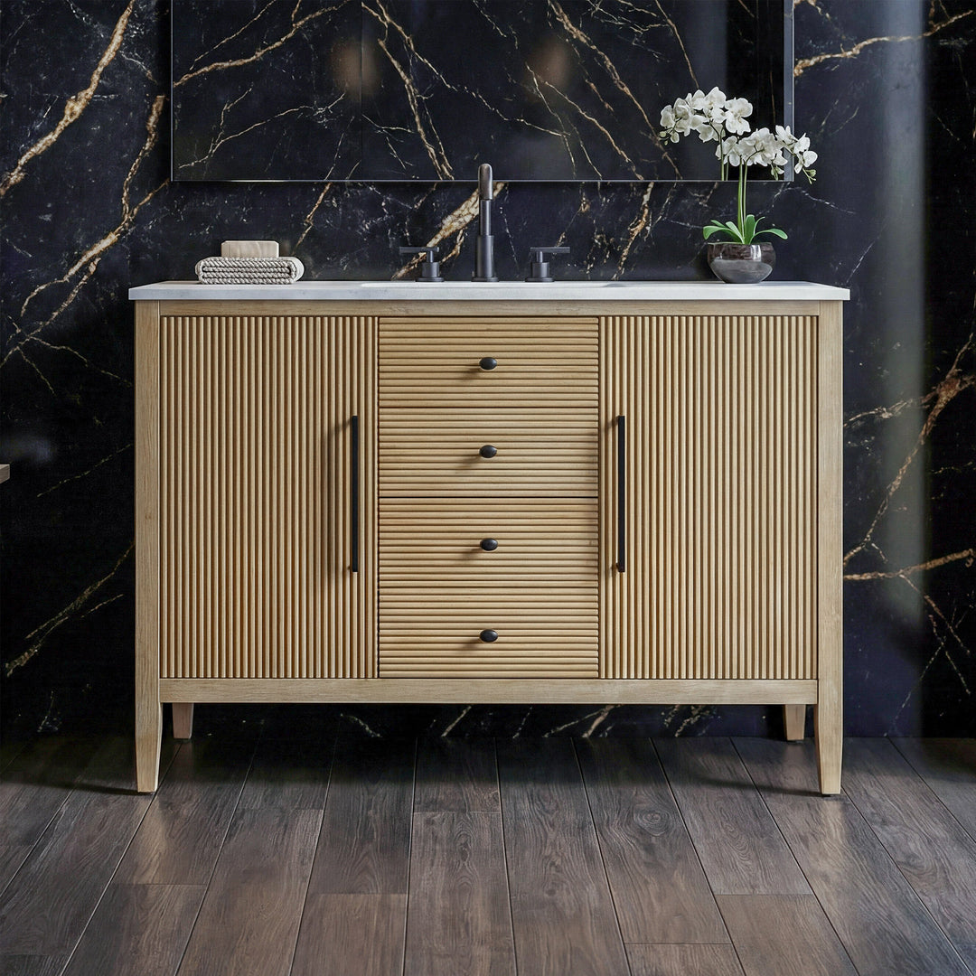 48 Inch Single Bathroom Vanity In Linen Oak Linen Oak Finish - KITCHEN & BATH by Joshua Marshal