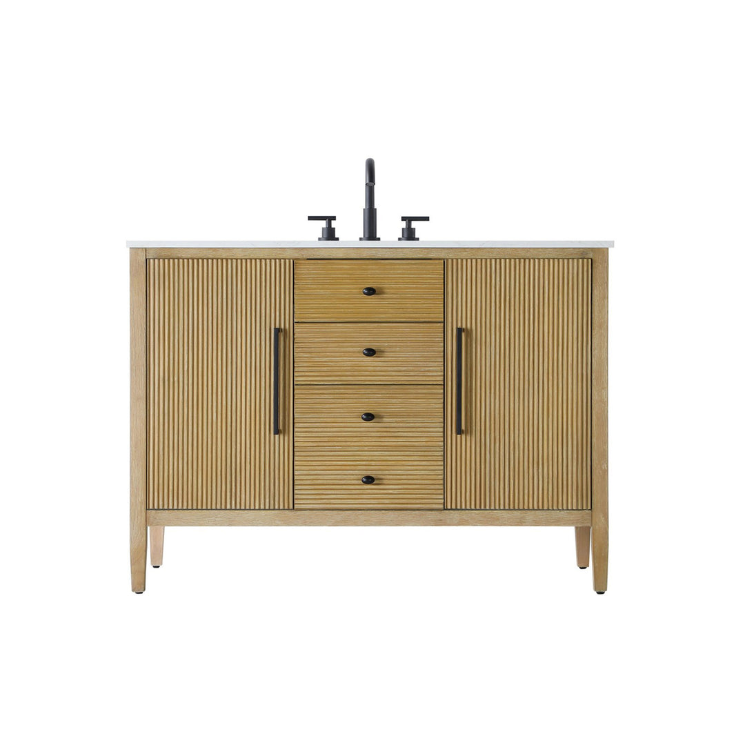 48 Inch Single Bathroom Vanity In Linen Oak - View 3 - Joshua Marshal