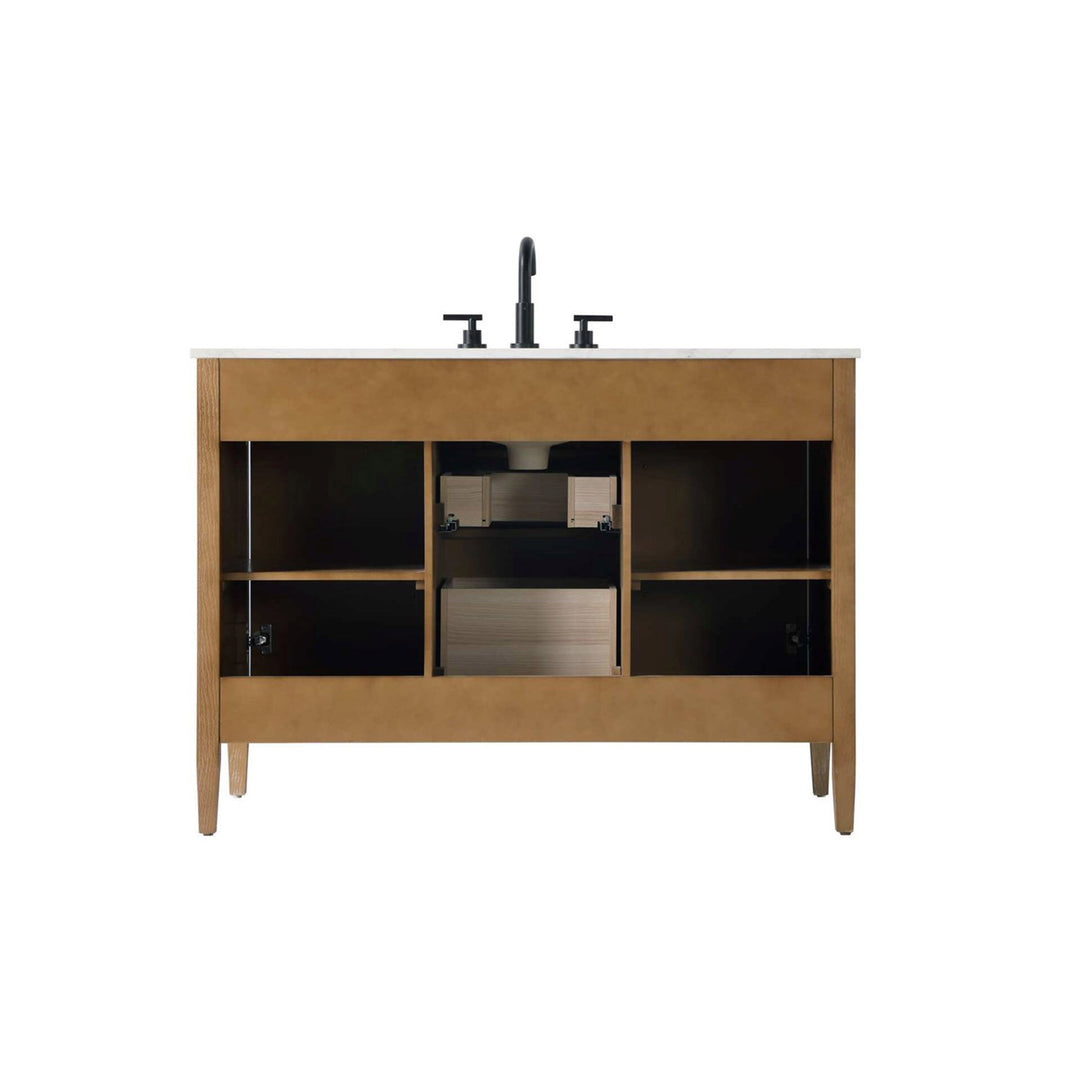 48 Inch Single Bathroom Vanity In Linen Oak - View 4 - Joshua Marshal