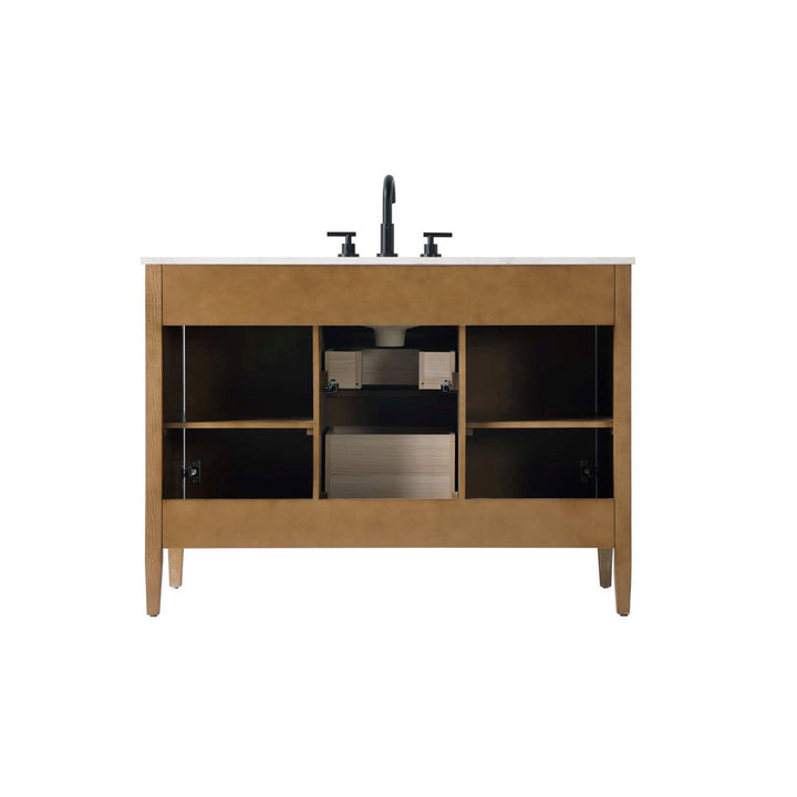 48 Inch Single Bathroom Vanity In Linen Oak - View 4 - Joshua Marshal