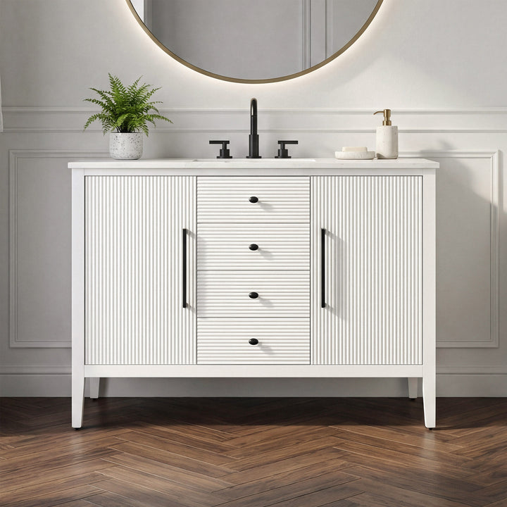 48 Inch Single Bathroom Vanity In White White Finish - KITCHEN & BATH by Joshua Marshal