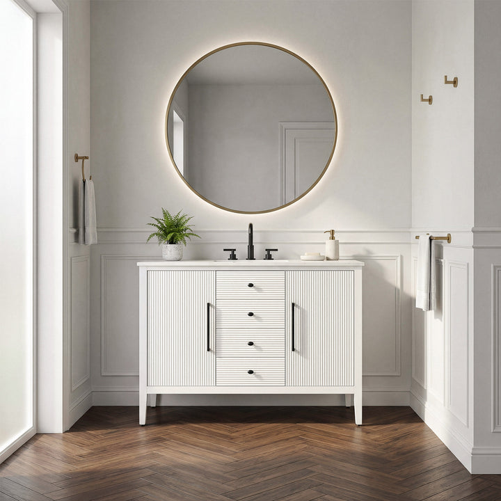 48 Inch Single Bathroom Vanity In White - View 2 - Joshua Marshal