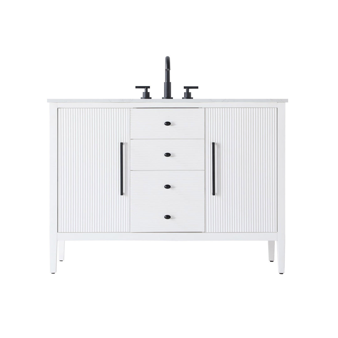 48 Inch Single Bathroom Vanity In White - View 3 - Joshua Marshal